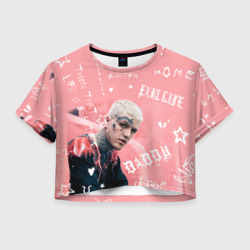 Женская футболка Crop-top 3D Lil Peep тату розовый