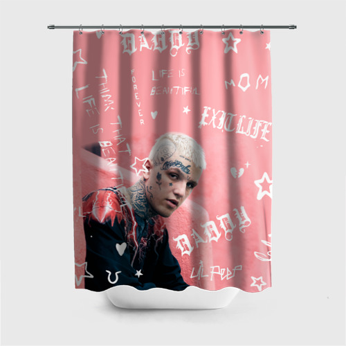 Штора 3D для ванной Lil Peep тату розовый