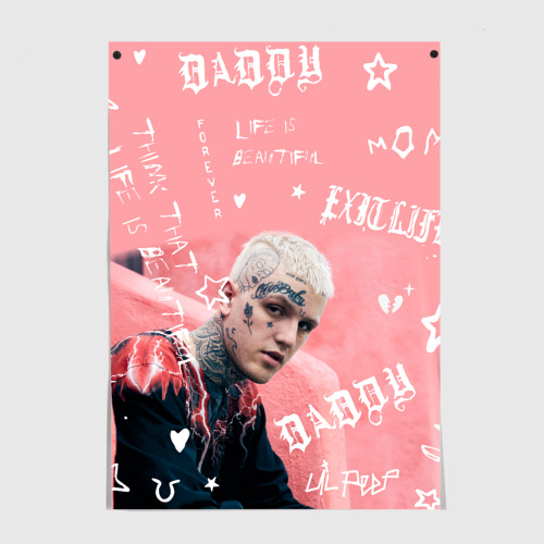 Постер Lil Peep тату розовый