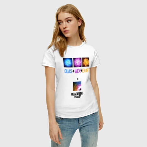 Женская футболка хлопок с принтом Quas Wex Exort Инвокер дота 2, фото на моделе #1