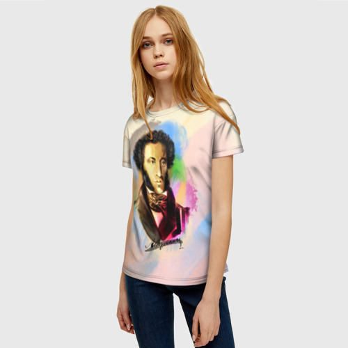 Женская футболка 3D А. Пушкин, цвет 3D печать - фото 3