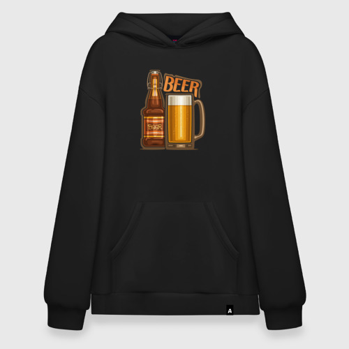 Худи SuperOversize хлопок Light beer, цвет черный