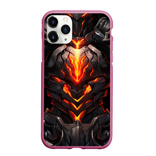 Чехол для iPhone 11 Pro матовый Огненный доспех рыцаря Elden Ring, цвет малиновый