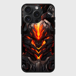 Чехол силиконовый для Apple iPhone 15 Pro матовый Огненный доспех рыцаря Elden Ring