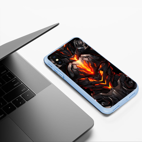 Чехол для iPhone XS Max матовый Огненный доспех рыцаря Elden Ring, цвет голубой - фото 5