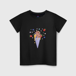 Детская футболка хлопок Мороженое с ёжиком и фруктами