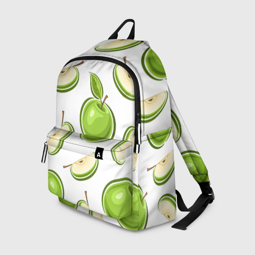Рюкзак 3D с принтом Зелёные яблочки, вид спереди #2