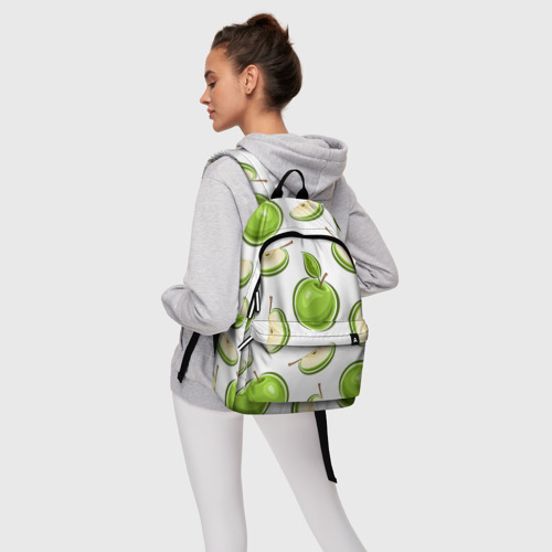 Рюкзак 3D с принтом Зелёные яблочки, фото #4
