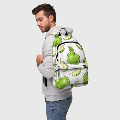 Рюкзак 3D с принтом Зелёные яблочки, фото на моделе #1