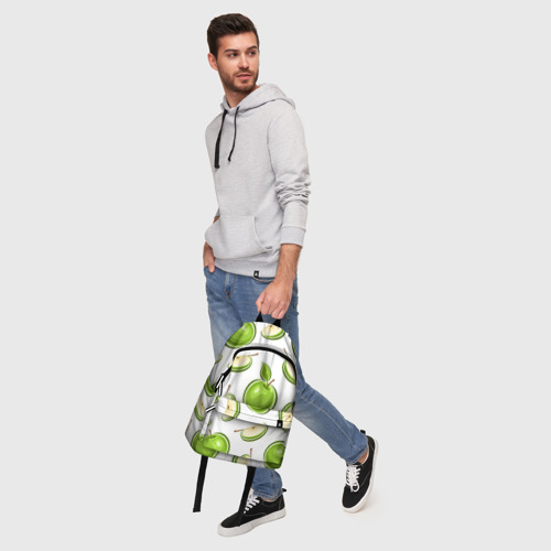 Рюкзак 3D с принтом Зелёные яблочки, фото #5