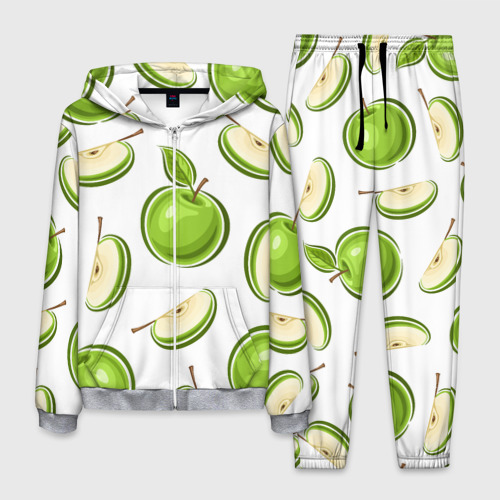 Мужской 3D костюм с принтом Зелёные яблочки, вид спереди #2