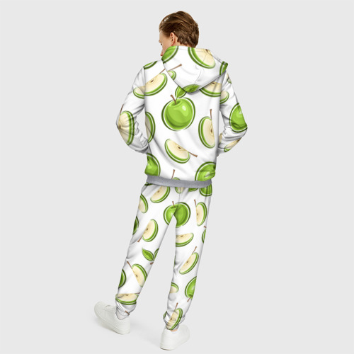 Мужской 3D костюм с принтом Зелёные яблочки, вид сзади #2