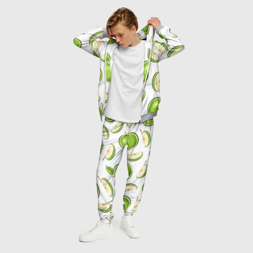 Мужской 3D костюм с принтом Зелёные яблочки, фото на моделе #1