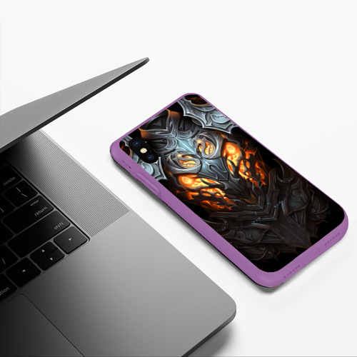 Чехол для iPhone XS Max матовый Огненный доспех рыцаря Dark Souls, цвет фиолетовый - фото 5