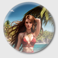 Значок Девушка на тропическом острове с пальмой