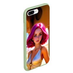 Чехол для iPhone 7Plus/8 Plus матовый Девушка с пурпурно-розовыми волосами в засыпанном городе - фото 2