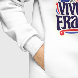 Худи с принтом Vive la France для мужчины, вид на модели спереди №6. Цвет основы: белый