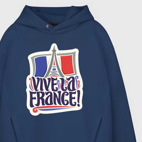 Мужское худи Oversize хлопок Vive la France, цвет темно-синий - фото 4