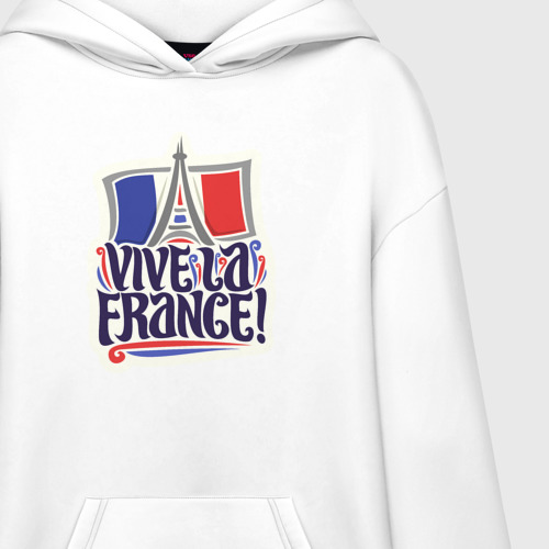 Худи SuperOversize хлопок Vive la France, цвет белый - фото 3