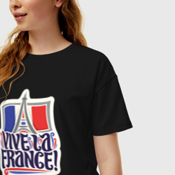 Женская футболка хлопок Oversize Vive la France - фото 2