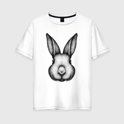 Женская футболка хлопок Oversize Голова весёлого кролика