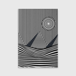 Обложка для паспорта матовая кожа Иллюзия: горы, волны из полос