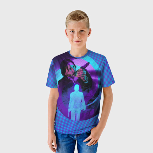 Детская футболка 3D с принтом Джон Уик в клубе, фото на моделе #1