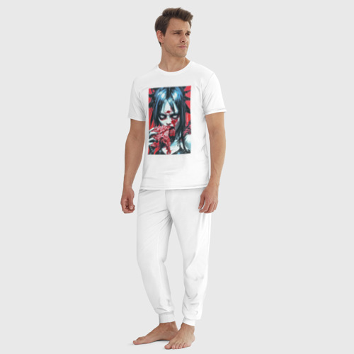 Мужская пижама хлопок Девушка зомби, цвет белый - фото 5