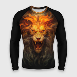 Мужской рашгард 3D Огненный оскал льва