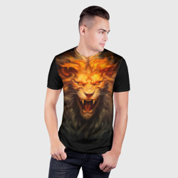 Мужская футболка 3D Slim Огненный оскал льва - фото 2