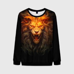 Мужской свитшот 3D Огненный оскал льва