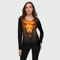 Женский лонгслив 3D Огненный оскал льва - фото 2