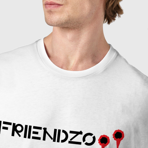 Мужская футболка хлопок Friendzo на черном, цвет белый - фото 6