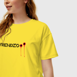Женская футболка хлопок Oversize Friendzo на черном - фото 2