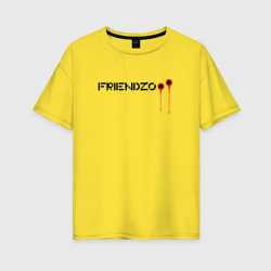 Женская футболка хлопок Oversize Friendzo на черном