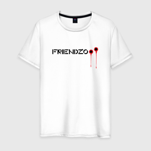Мужская футболка хлопок Friendzo на черном, цвет белый