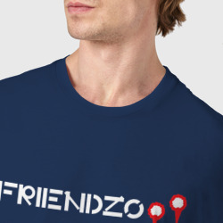 Футболка с принтом Friendzo для женщины, вид на модели спереди №4. Цвет основы: темно-синий