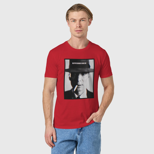 Мужская футболка хлопок с принтом Взгляд Оппенгеймера, фото на моделе #1
