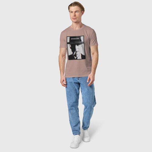 Мужская футболка хлопок Взгляд Оппенгеймера, цвет пыльно-розовый - фото 5