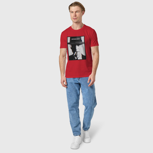 Мужская футболка хлопок с принтом Взгляд Оппенгеймера, вид сбоку #3