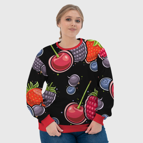 Женский свитшот 3D с принтом Плоды и ягоды, фото #4
