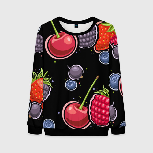 Мужской свитшот 3D с принтом Плоды и ягоды, вид спереди #2