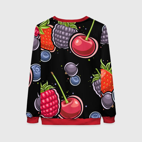 Женский свитшот 3D с принтом Плоды и ягоды, вид сзади #1