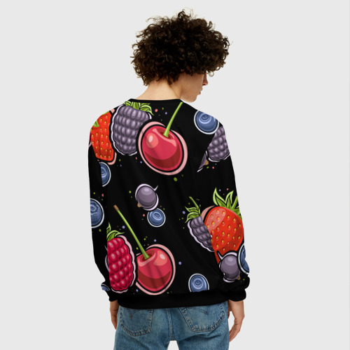 Мужской свитшот 3D с принтом Плоды и ягоды, вид сзади #2