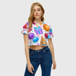 Женская футболка Crop-top 3D Вечеринка - фото 2