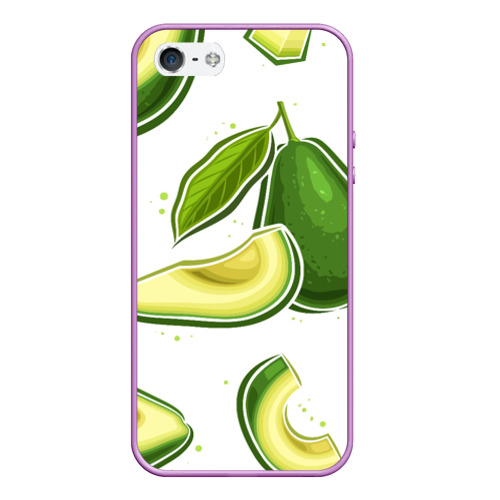 Чехол для iPhone 5/5S матовый Авокадики, цвет сиреневый