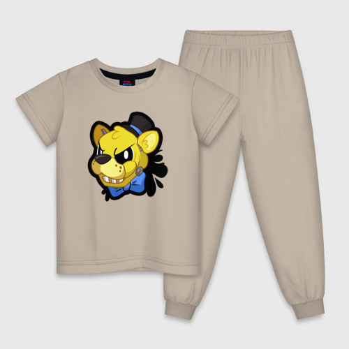 Детская пижама хлопок с принтом Золотой маленький Фредди, вид спереди #2