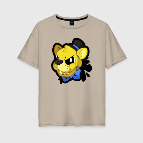 Женская футболка хлопок Oversize с принтом Золотой маленький Фредди, вид спереди #2