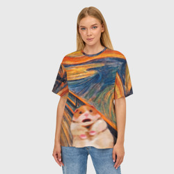 Женская футболка oversize 3D Крик хомяка - фото 2