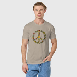 Мужская футболка хлопок Пацифик знак хиппи цветы - фото 2